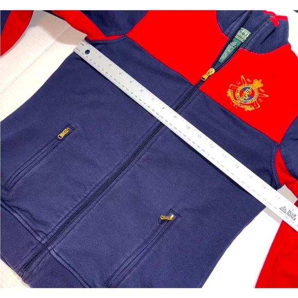 LRL Ralph Lauren Active Jacket, Petite SP Navy Blue/Red, Full-Zip Stylish Fit - Picture 7 of 15